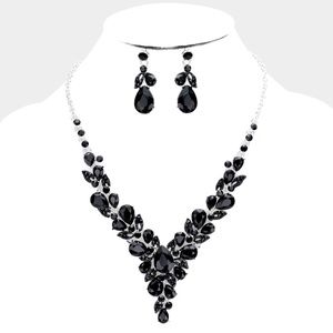 Black Crystal Necklace Set